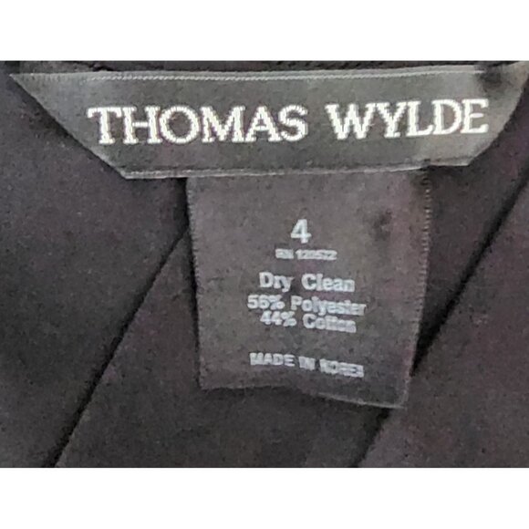 Thomas Wylde Black Dress Plunge Back Flutter Ruffle Sleeve 4 - Picture 5 of 5